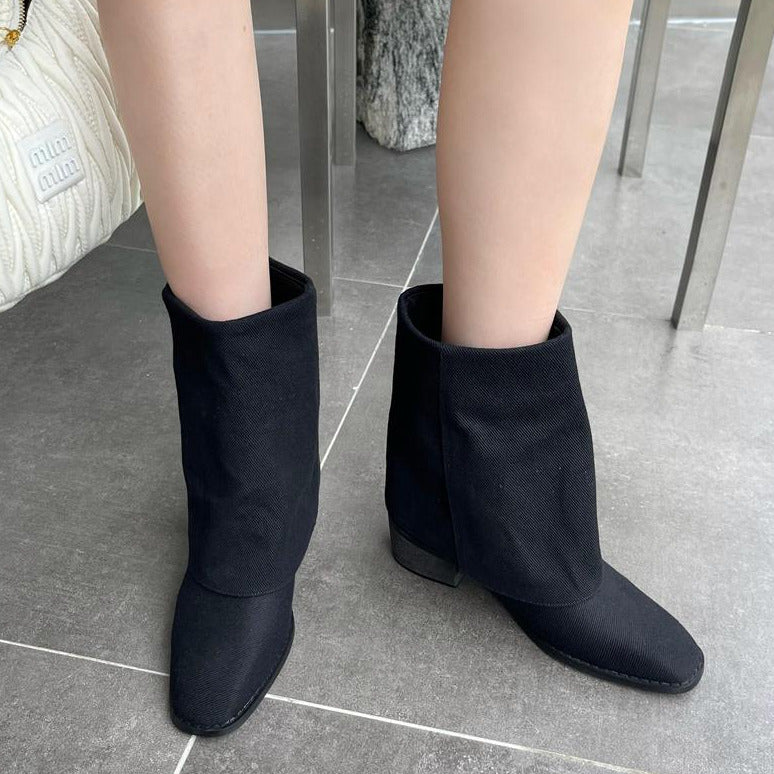 Ruffled Sleeve Linen Boots Newgew