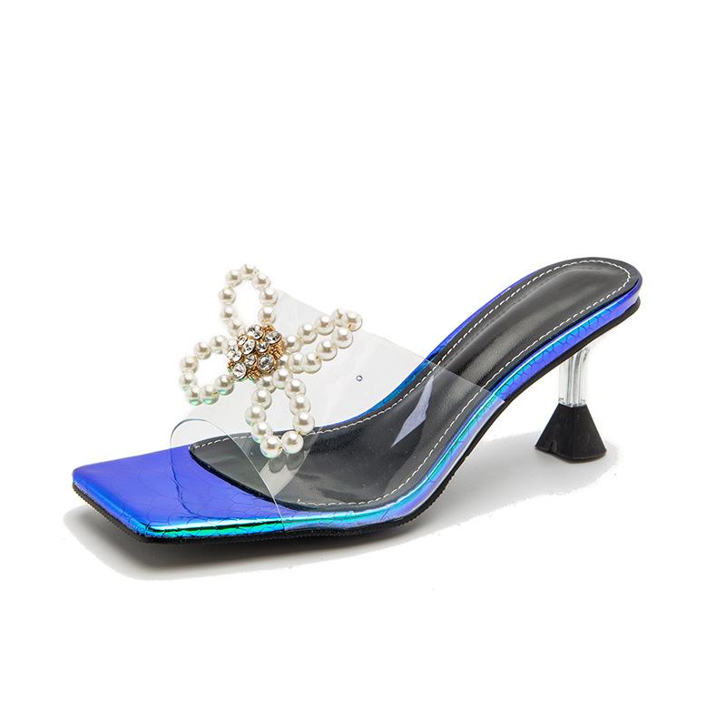 Faux Pearl Decor Heeled Sandals Newgew