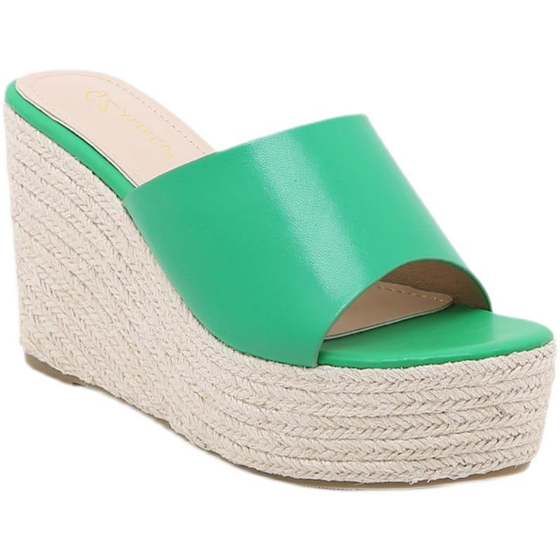 Slope Heeled Thick-soled Hemp Rope Sandals Newgew