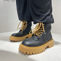 Round Toe Lace-up Martin Boot Martin Thick sole Boots Newgew