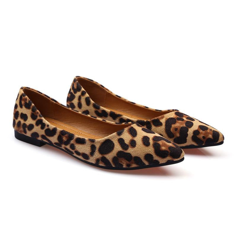 Suede Leopard  Point Toe Flats Newgew