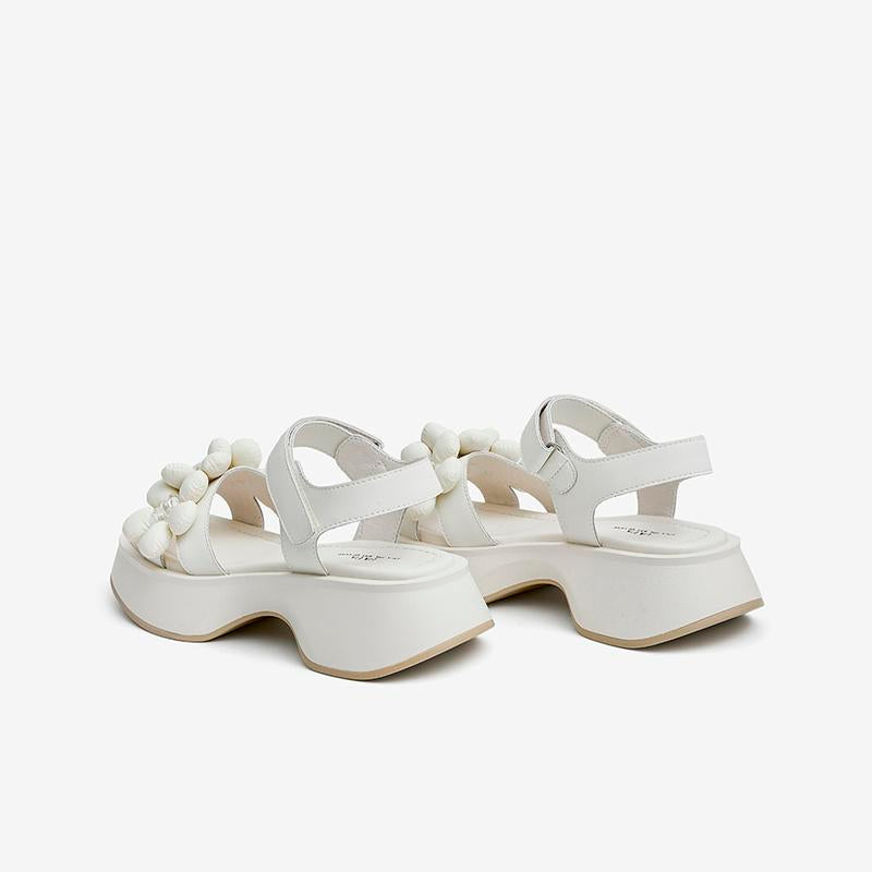 Flower Decor Wedge Sandals Newgew