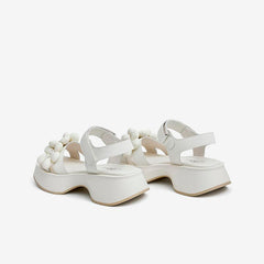Flower Decor Wedge Sandals Newgew