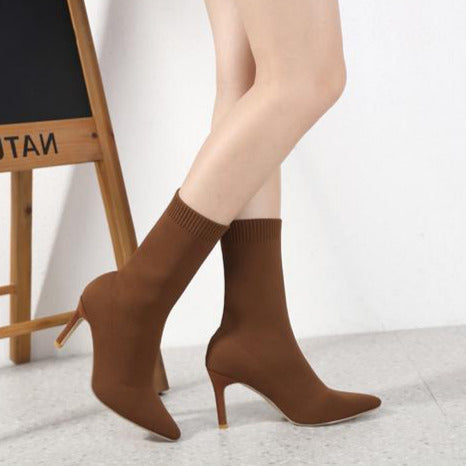 Fashionable Pointed Toe Stiletto Sock Boots Newgew