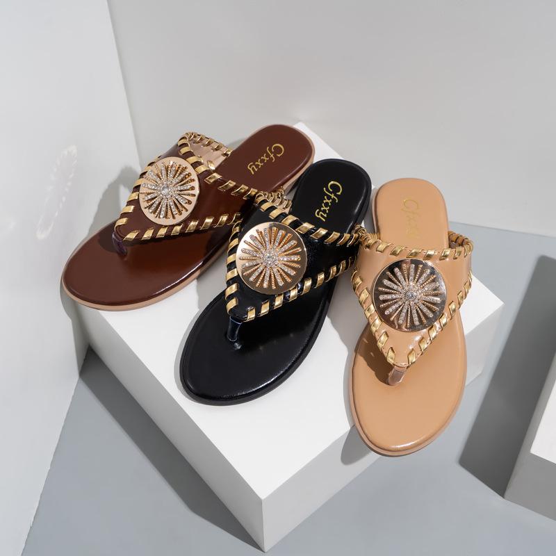 Rhinestone Flat Sandals Newgew