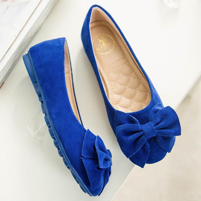 Bow Decor Suede Ballet Flats Newgew