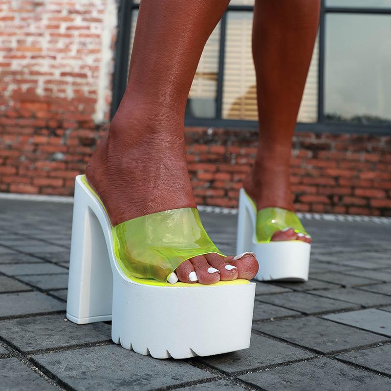 Chunky Waterproof Platform Super High-heeled Transparent Sandals Newgew