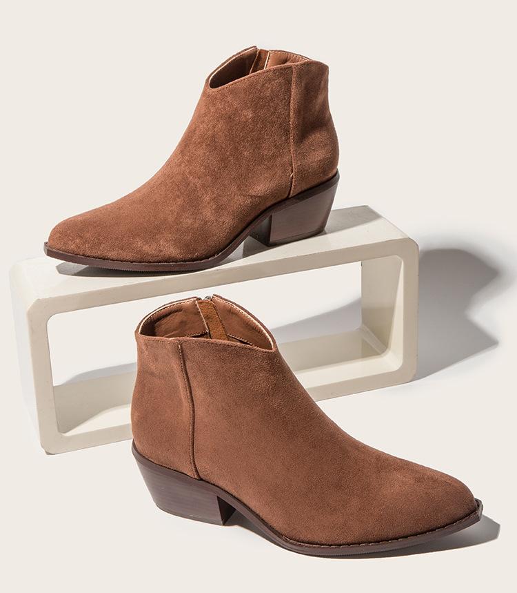 Retro Thick Heeled Side Zipper Boots Newgew