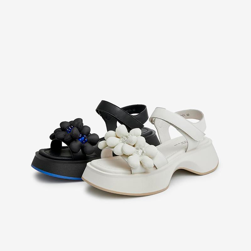 Flower Decor Wedge Sandals Newgew