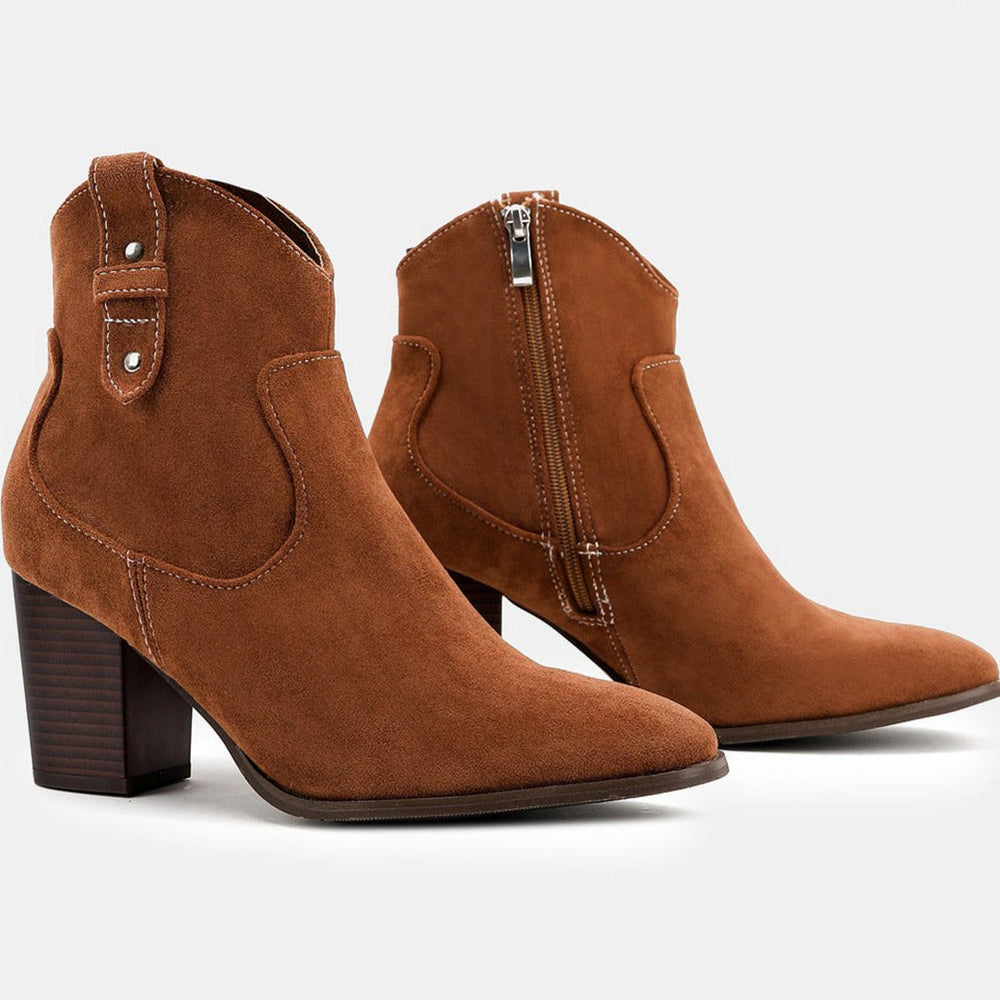Thick Heeled Side Zipper Short Boots Newgew