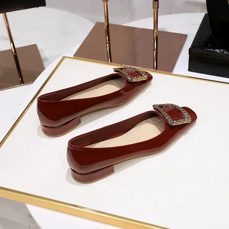 Buckle Design Square-toe Flats Newgew