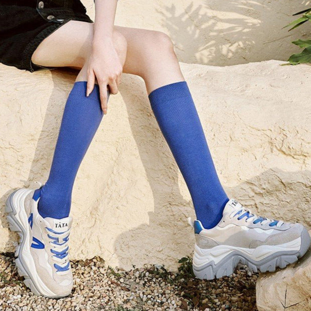 Front Lace-up Clashing Thick-soled Sneakers Newgew