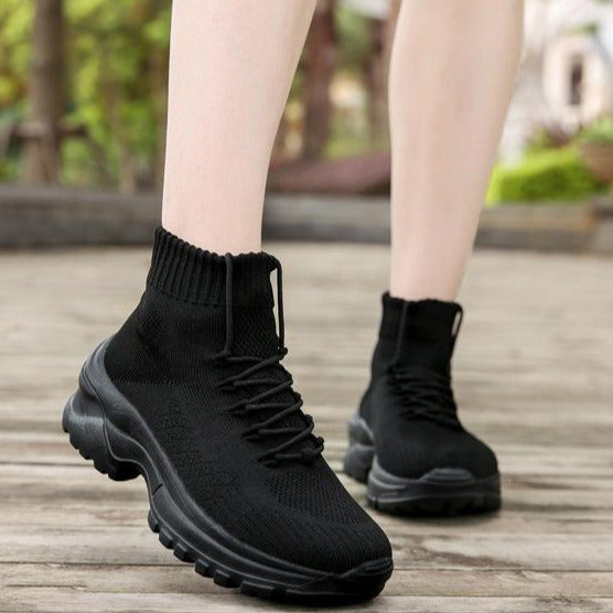 Front Lace-up Fly Knit Sneakers Newgew