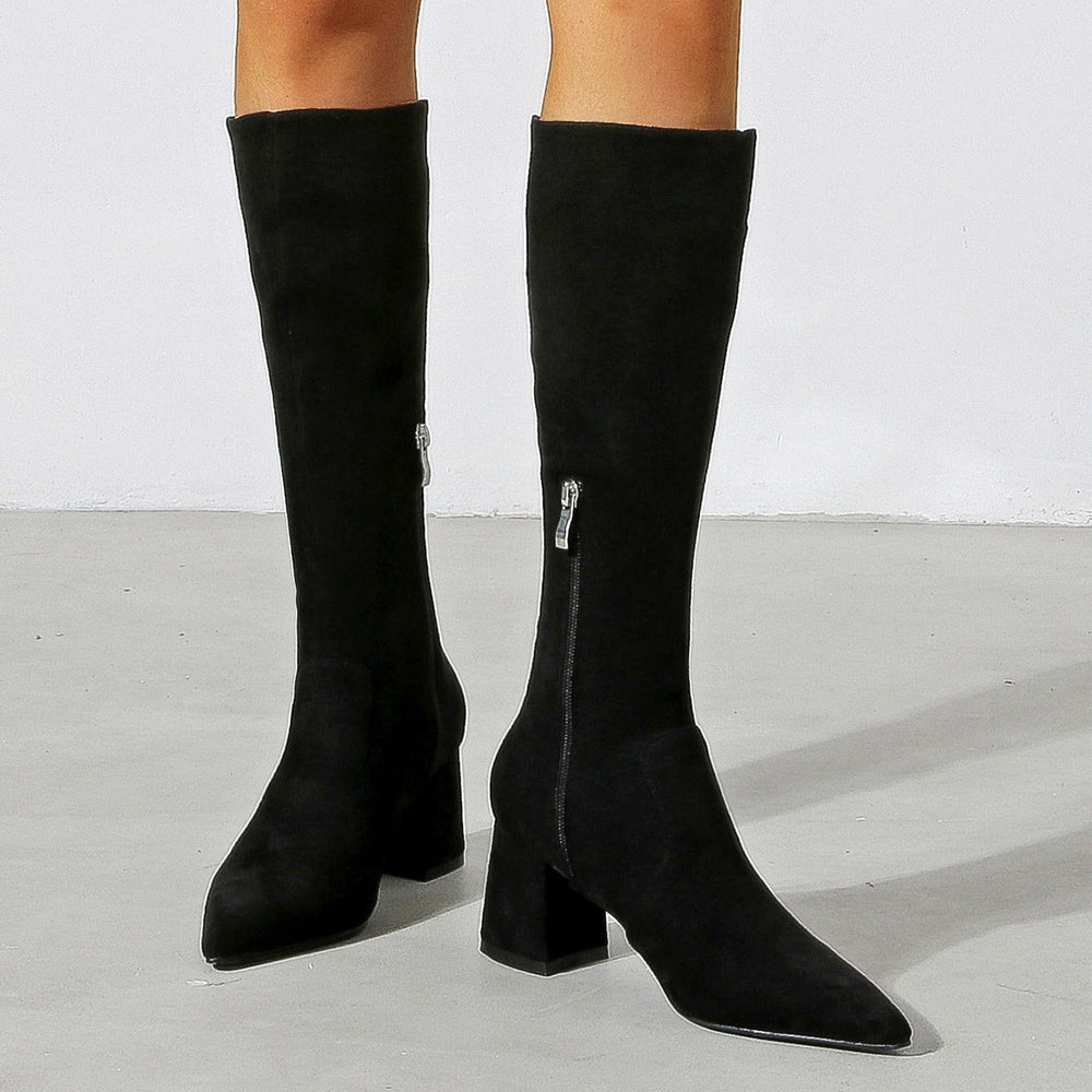 Chunky High Heeled Pointed Toe Short Boots Newgew
