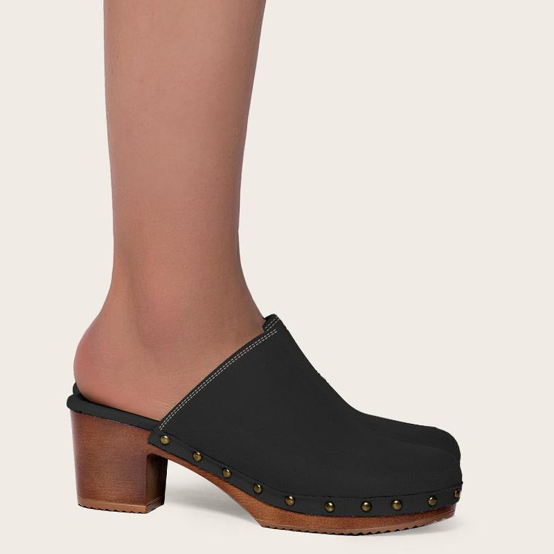 Chunky Heeled Mule Clogs Pumps Newgew