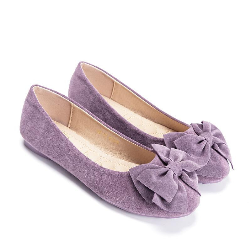 Bow Decor Suede Ballet Flats Newgew