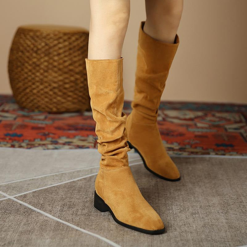 Faux Suede Slip On Western Boots Newgew