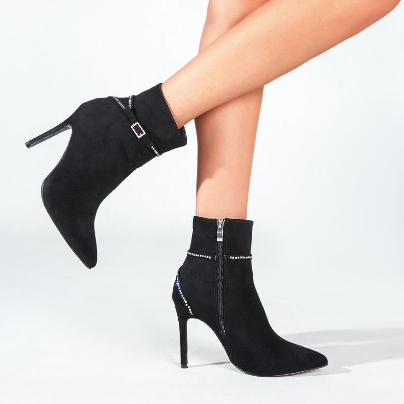 Bling Rhinestone Pointed Toe Stiletto Heels Ankle Boots Pointed Toe Stiletto Heeled Boots Newgew