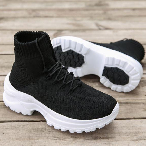 Front Lace-up Fly Knit Sneakers Newgew