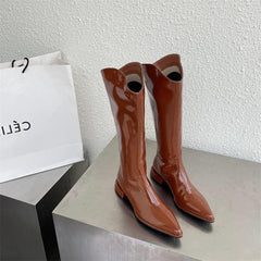 Pointed Toe Chunky Heel Knight Boots Newgew