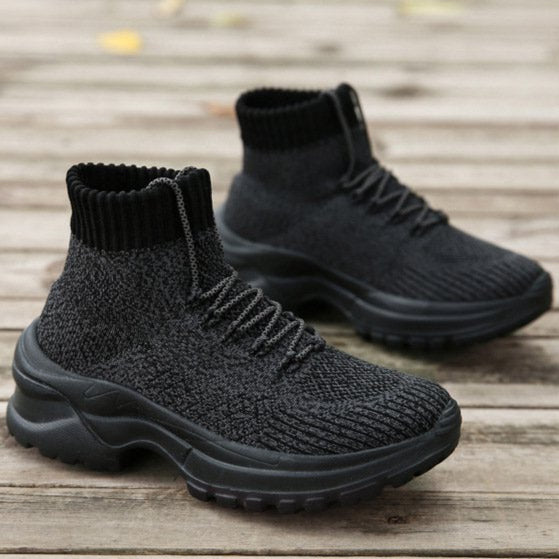 Front Lace-up Fly Knit Sneakers Newgew