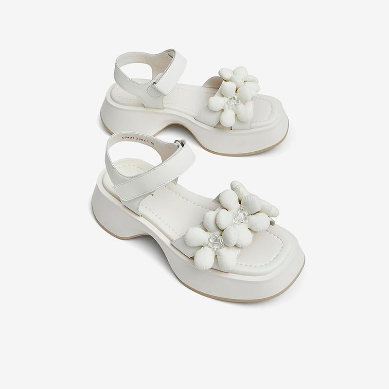 Flower Decor Wedge Sandals Newgew