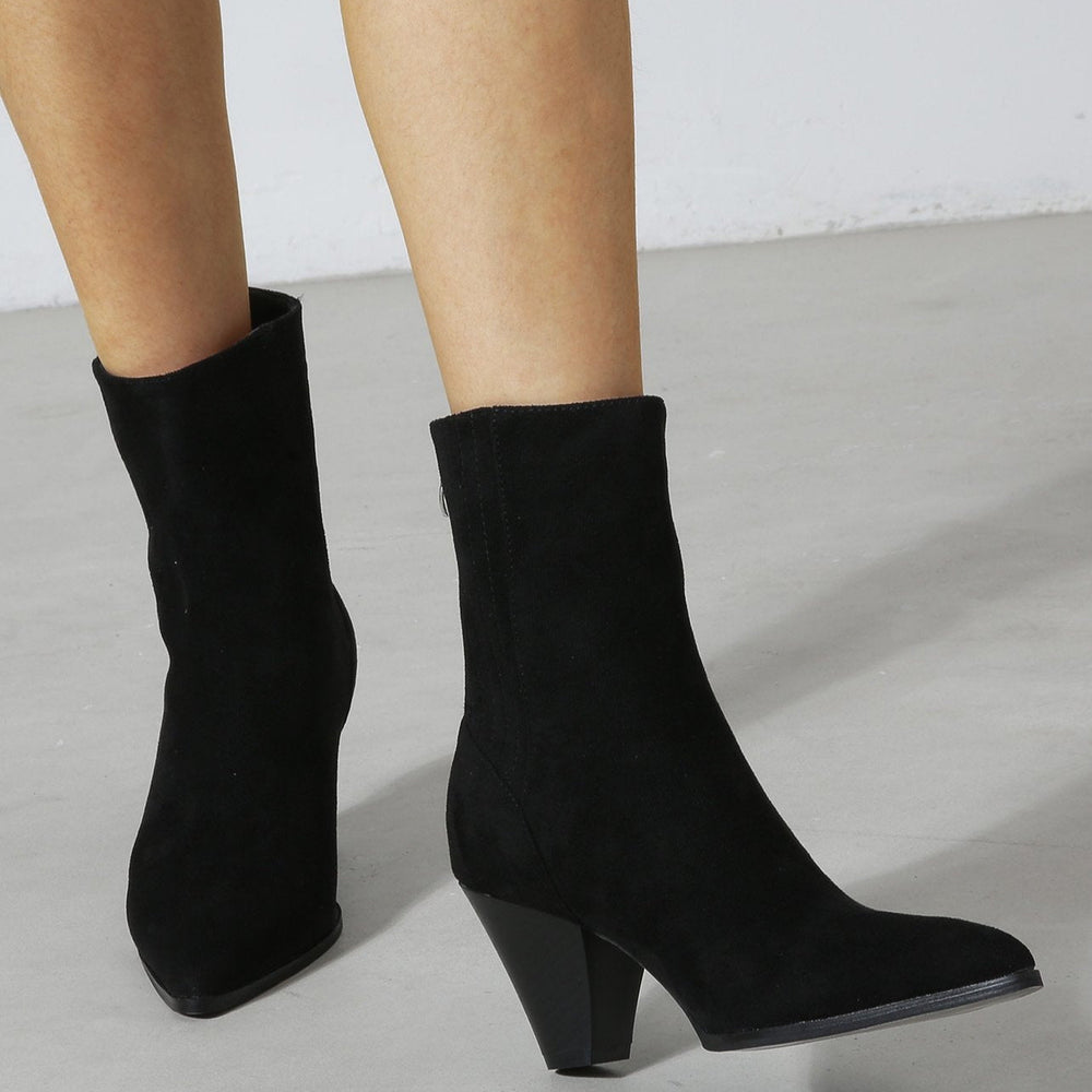 Pointed Toe Thick Heeled Short Boots Newgew