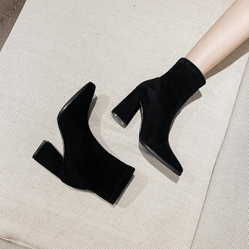 Pointed Toe Suede Short Boots Newgew