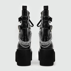 Mid-calf Chunky Heeled Thick-Soled Belt Buckle Martin Boots Newgew