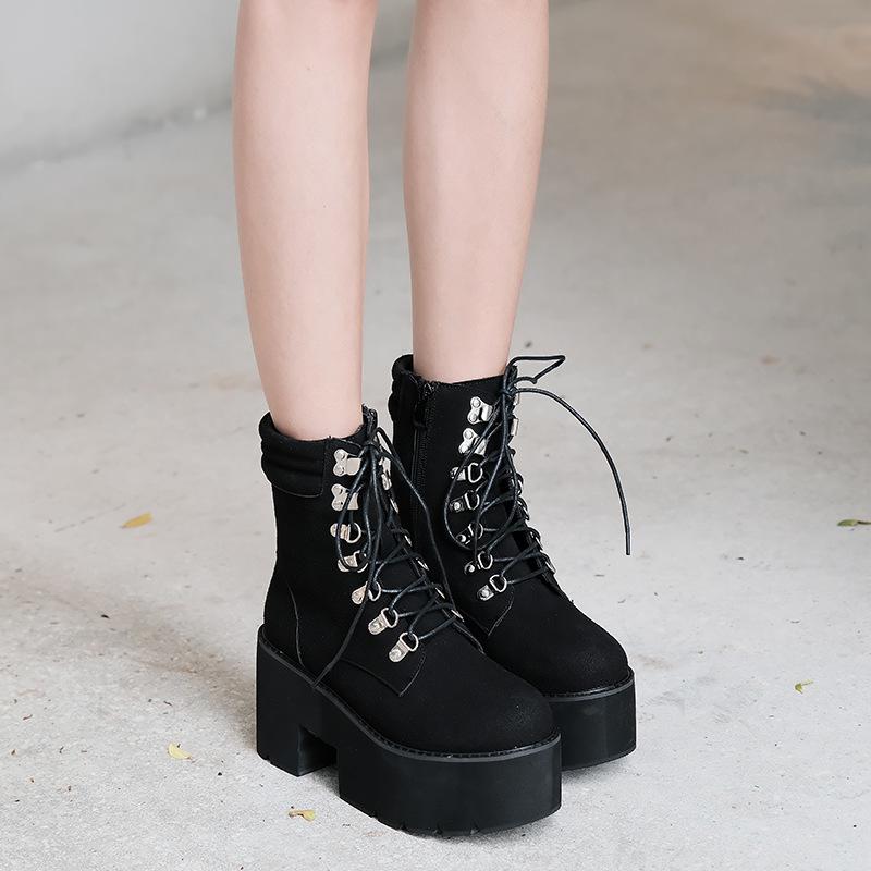 Suede Lace Up Platform Ankle Martin Boots Minimalist Chelsea Boots Newgew