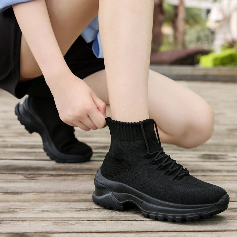 Front Lace-up Fly Knit Sneakers Newgew
