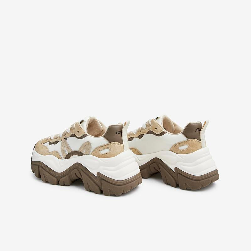 Front Lace-up Clashing Thick-soled Sneakers Newgew
