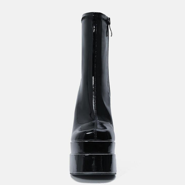 High Waterproof Platform Thick Heeled Side Zip Boots Newgew