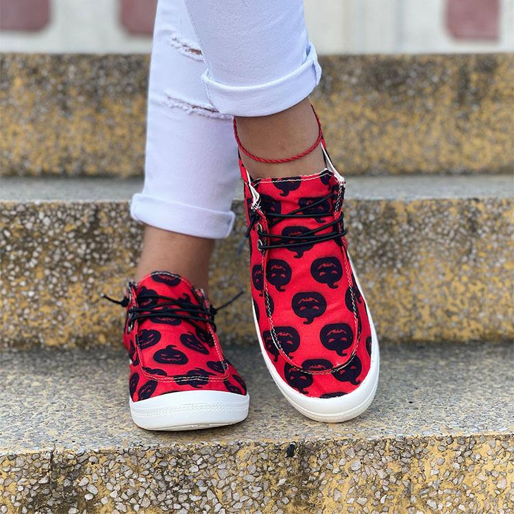 Halloween Pumpkin Flat Casual Sneakers Newgew