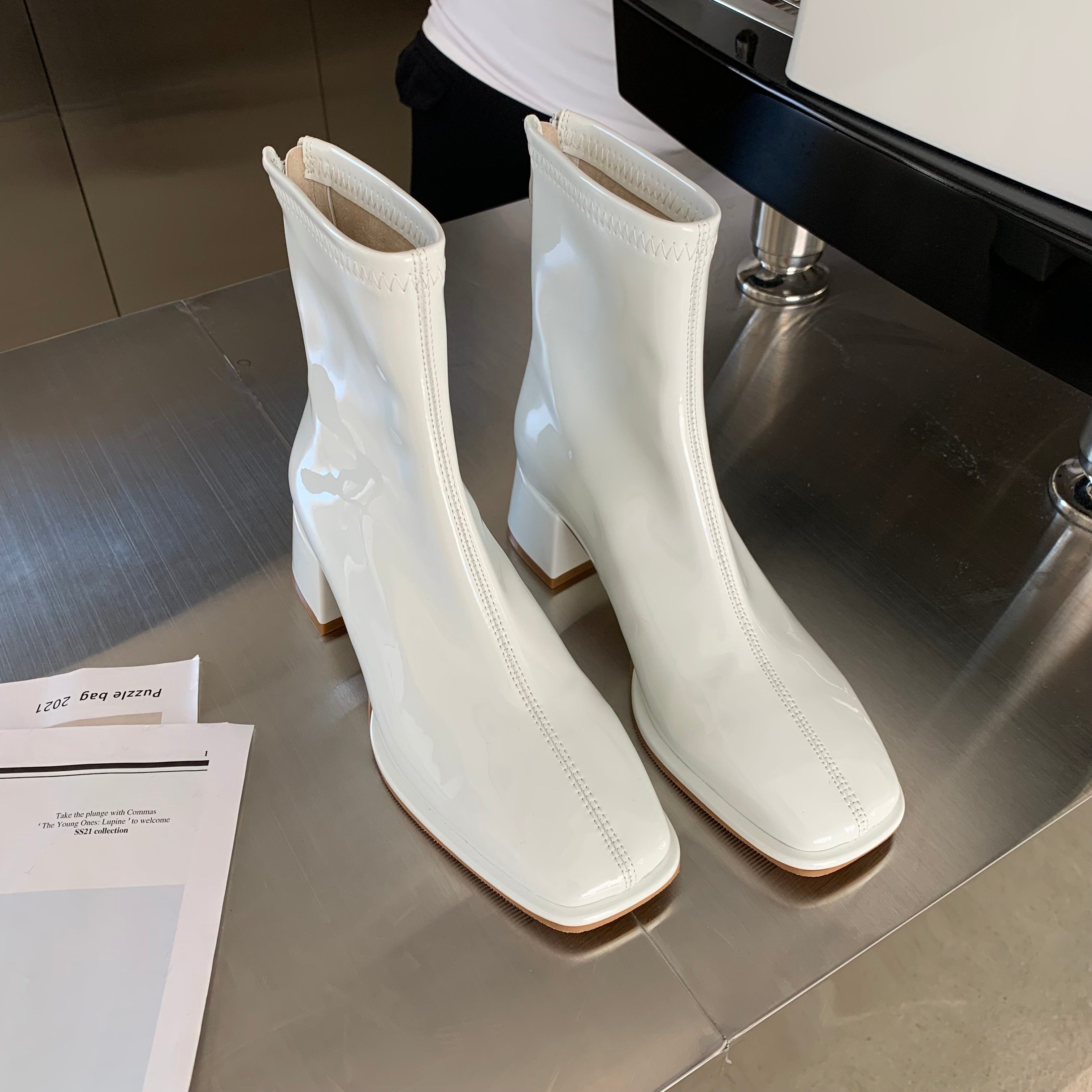 Chunky Heeled Back Zipper Short Boots Newgew