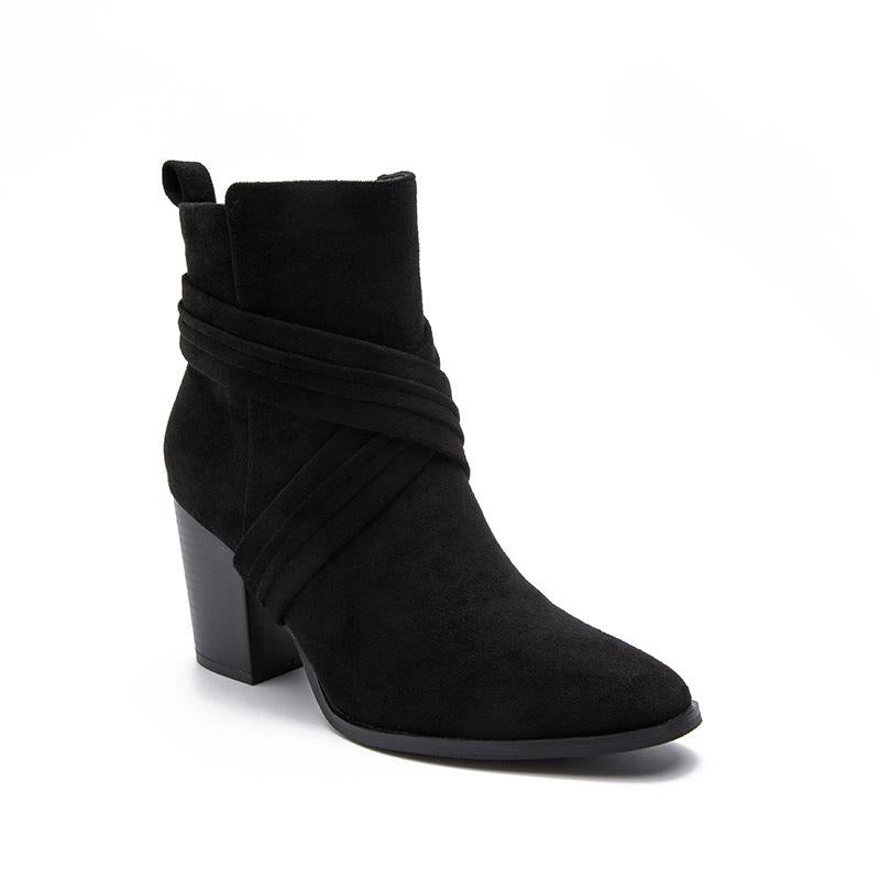 Suede Thick Heeled Side Zipper Boots Newgew