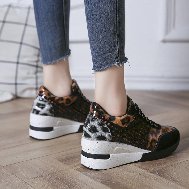 Sequin Cutout Wedge Heel Sneakers Newgew