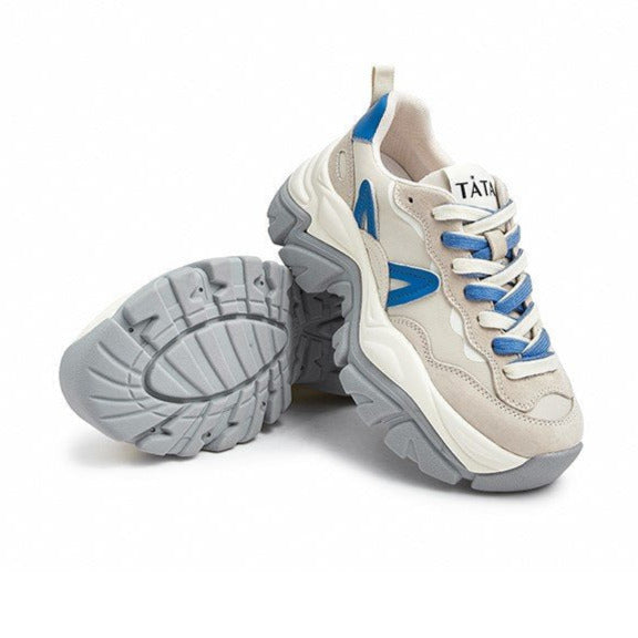 Front Lace-up Clashing Thick-soled Sneakers Newgew
