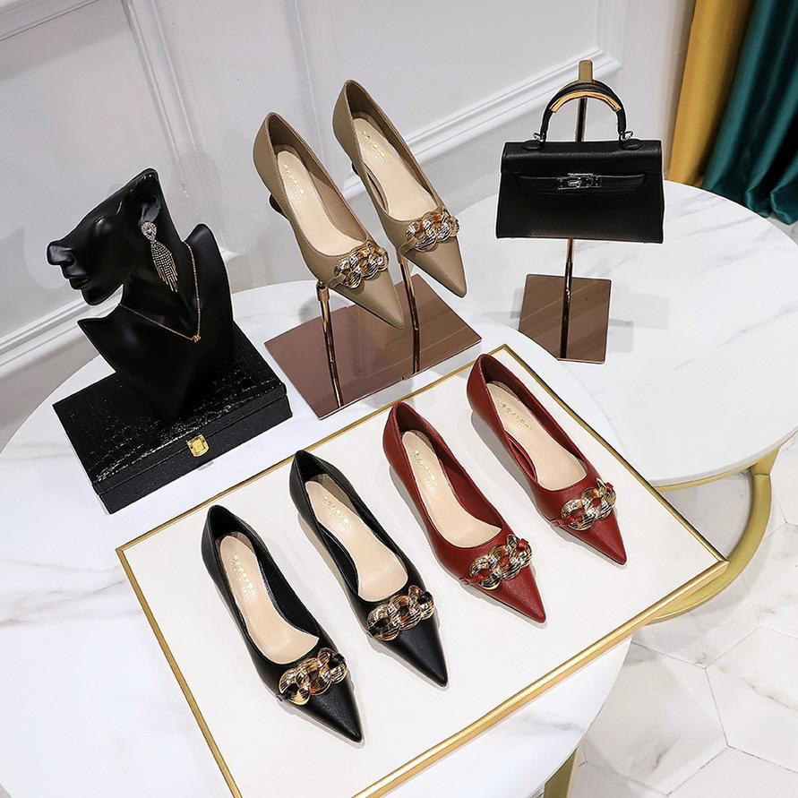 Chain Decor Pyramid Heeled Pumps Newgew