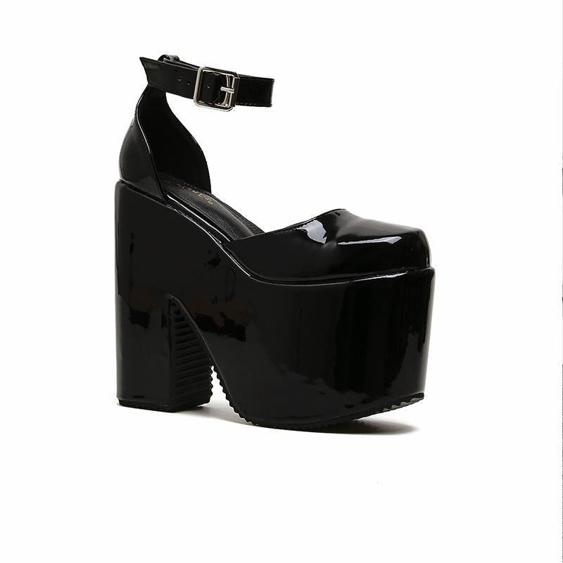 Halloween Super High Waterproof Platform Patent Leather Heels Newgew