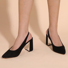 Suede Chunky Heeled  Pumps Newgew