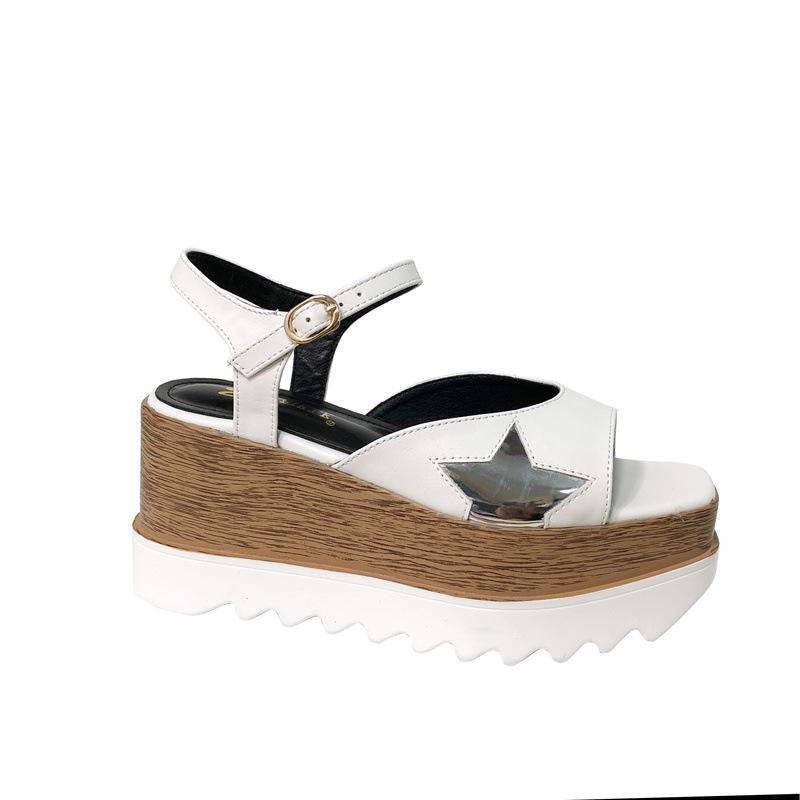 Slope Heel Star Buckle Sandals Newgew