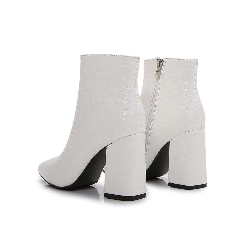 Side Zipper Chunky Heeled Booties Newgew