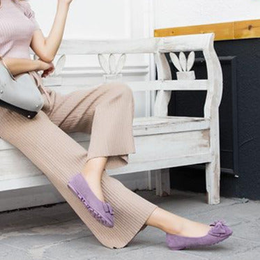 Bow Decor Suede Ballet Flats Newgew