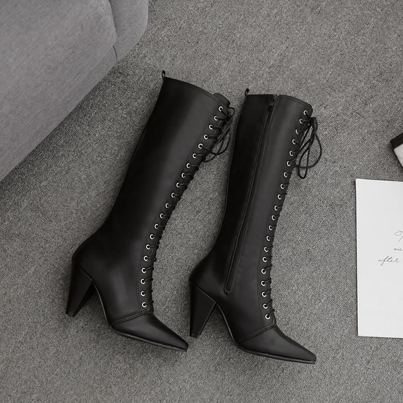 Patent Leather Chunky Heeled Thigh High Boots Newgew