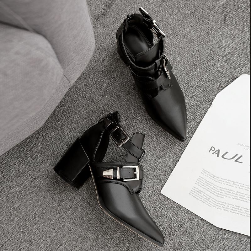 Chunky Heel Double Buckle Boots Newgew