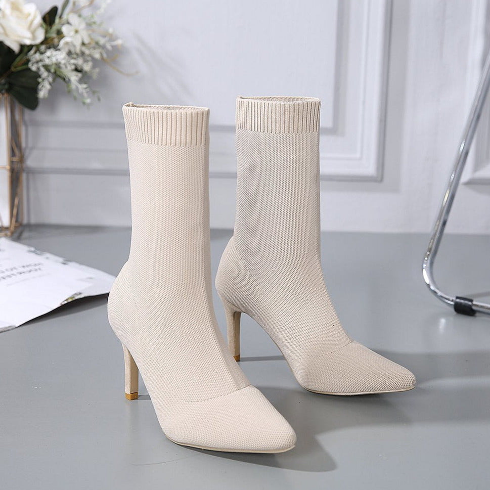 Fashionable Pointed Toe Stiletto Sock Boots Newgew