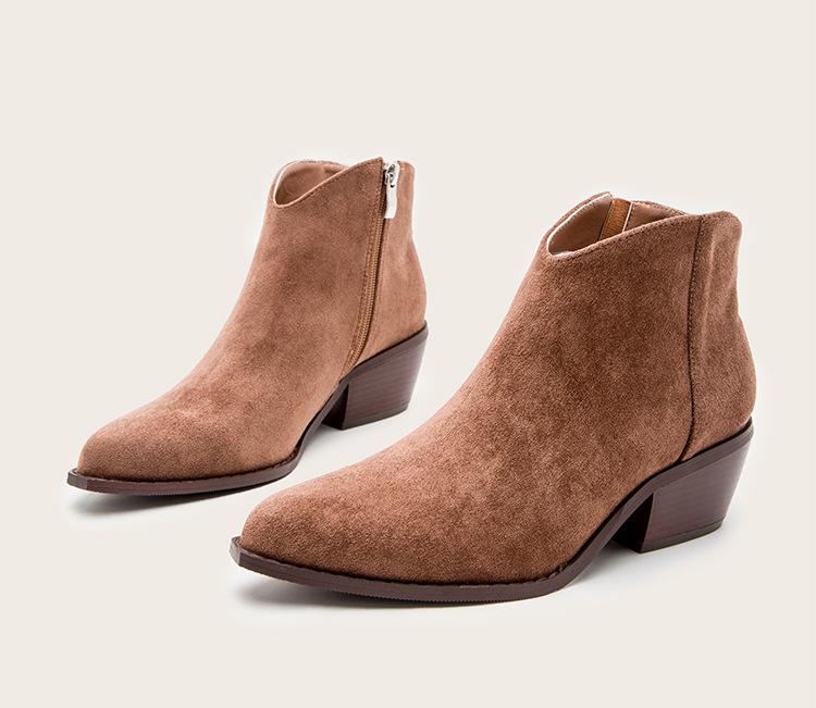 Retro Thick Heeled Side Zipper Boots Newgew