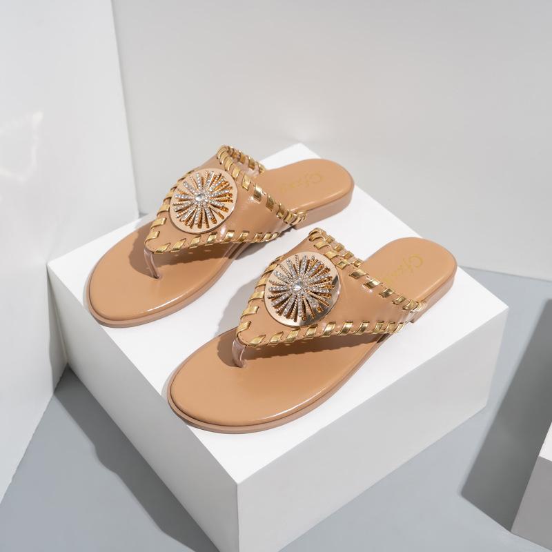 Rhinestone Flat Sandals Newgew