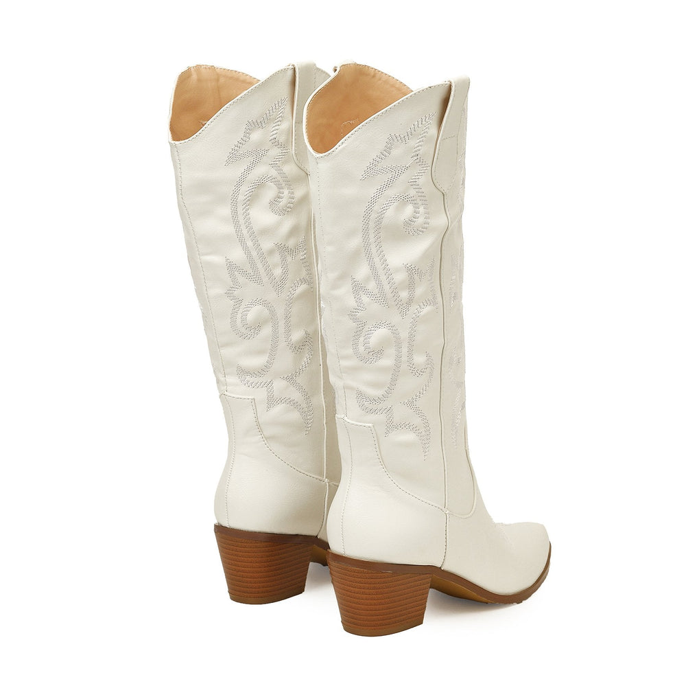 Vintage Chunky Heeled Embroidered Western Boots Newgew